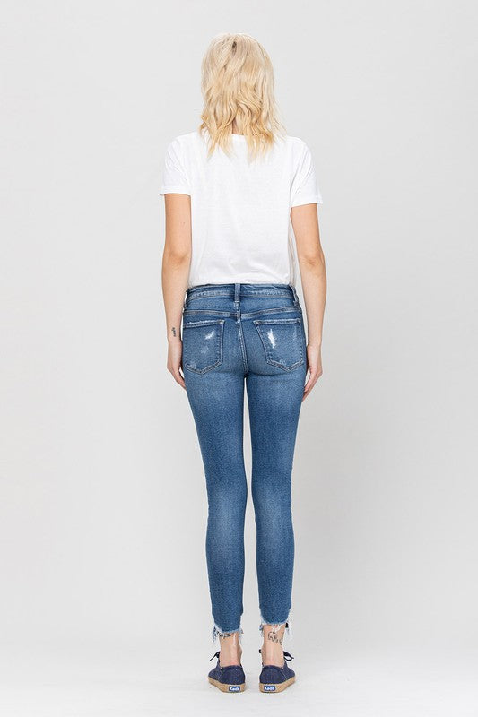 High Rise Ankle Skinny Hem Detail