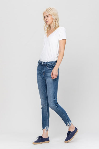 High Rise Ankle Skinny Hem Detail