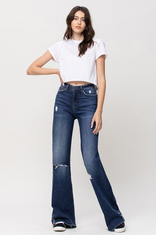 High Rise Distressed Wide Leg Jeans